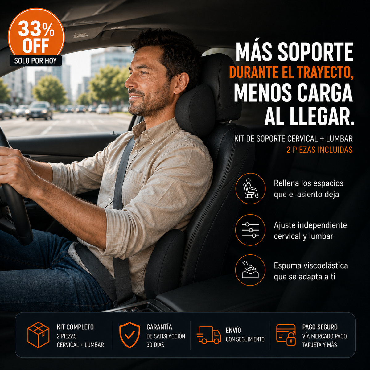 ConfortDrive™ | Soporte Cervical + Lumbar